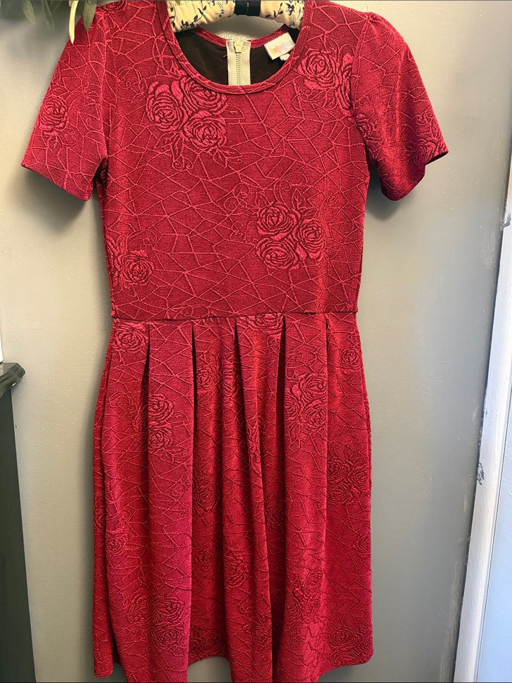 LuLaRoe hot pink Textured Floral dress